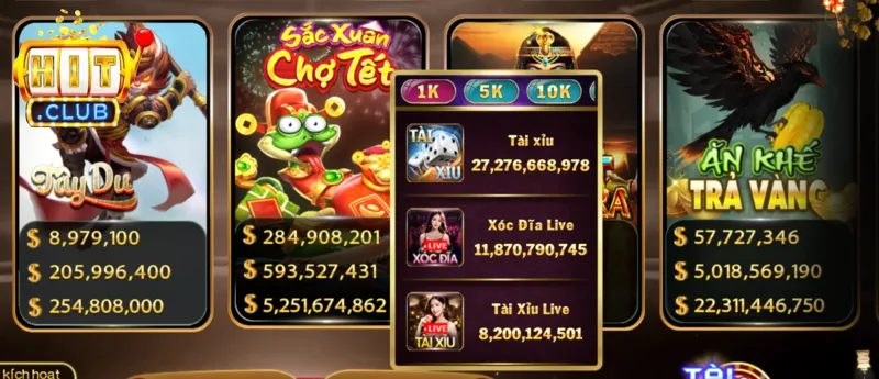 Game nổ hũ Hitclub đa dạng các thể loại