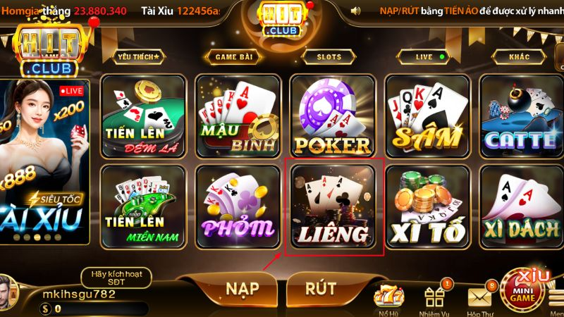 Mỗi ván Liêng tại Hitclub có từ 2 đến 6 người tham gia