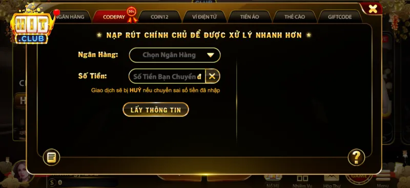 Cách nạp tiền Hitclub rất an toàn