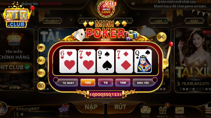 Luật chơi của Mini Poker Hitclub phù hợp mọi người