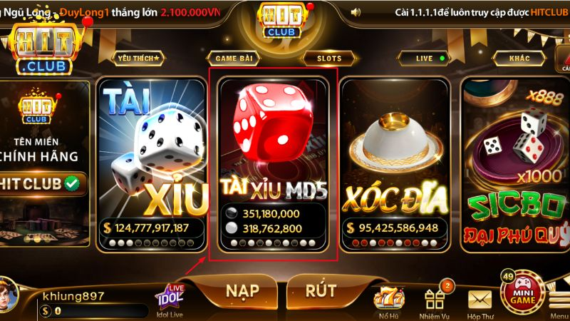 Tài Xỉu MD5 Hitclub thu hút nhờ tỷ lệ trả thưởng